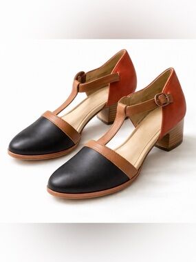 Wolverine 1000 Mile x Samantha Pleet Leather T-Strap Heels Colorblock Size 5.5